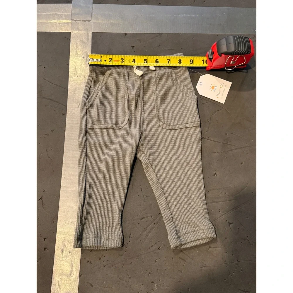 Little Co Lauren Conrad Gray Waffle Knit Pants Baby 9M Organic Cotton‎ Thermal